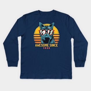 Retro Cool Cat Awesome Since 1988 // Awesome Cattitude Cat Lover Kids Long Sleeve T-Shirt